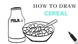 How To Draw Milk And A Bowl Of Cereal - EASY!