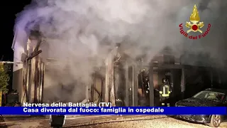 Nervesa della Battaglia (TV). Casa distrutta dalle fiamme: famiglia in ospedale 31.10.2022