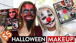 TRYING $5 HALLOWEEN MAKEUP KITS!!