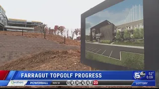 Construction teeing off on Farragut Topgolf