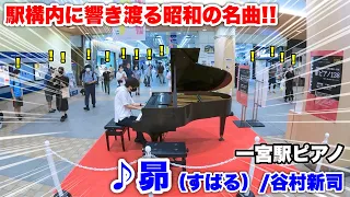 【ストリートピアノ】駅構内に響き渡る昭和の名曲!! 愛知の駅ピアノで『昴（谷村新司）』を弾いたら、盛大な拍手!! 一宮駅ピアノ