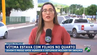 Jovem é preso suspeito de estuprar e agredir mulher na frente dos filhos, em Inhuma