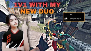 1V1 WITH MY NEW DUO SNIPER ONLY...(SHE GOT MAD??)