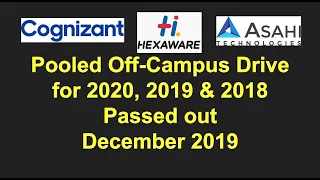 CTS, Hexaware, Asahi pooled campus drive for 2020, 2019 & 2018 passed out