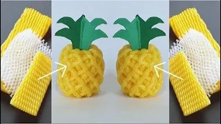 Fruit Foam Net Wrapper reuse ideas | DIY Fruit Foam Cover Craft | Best Out of Waste| Pineapple craft