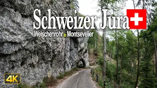 Drive through the Swiss Jura Mountains 🇨🇭 on curvy roads and through narrow valleys