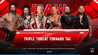 WWE 2K24 Legacy vs. Bloodline vs. Shield triple threat tornado tag