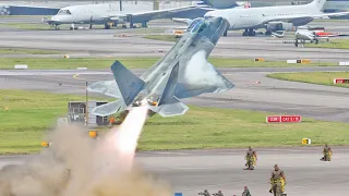 Scary! F-22 and F-16 pilots take off towards the conflict area