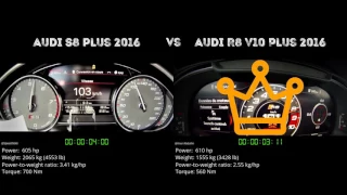 Audi S8 plus 2016 vs Audi R8 V10 Plus 2016 // 0-100 km/h