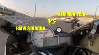 Мотогонки по городу - спортбайк KTM RC8 1190 против мотоцикла BMW S1000RR на ЧТК/СВХ