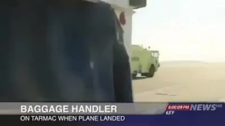 Jason Locey saved a plane from crashing by driving hus truck under a landing plane.