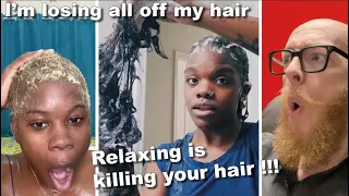 Relaxer is killing their hair !!! Hairdresser reacts to hair fails