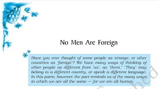 | No men are foreign | Class 9 English Beehive | Poem 6 |