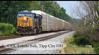 3 CSX Trains through Tipp City, Ohio on the Toledo Sub