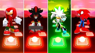 Knuckles Sonic 🆚 Shadow exe Sonic 🆚 Silver Sonic 🆚 Spider Sonic | Sonic Team Tiles Hop EDM Rush