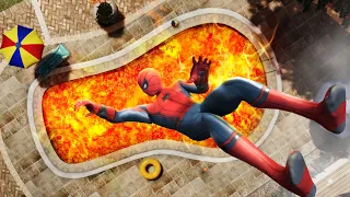 GTA 5 Epic Ragdolls | SPIDERMAN Jumps/Fails ep.28 | Lava Mod