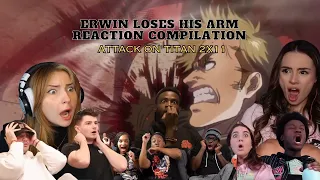 Erwin Loses His Arm | Attack On Titan 2x11 Reaction Compilation