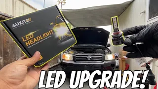 Replacing yellow halogen bulbs 🤢 for some AUXITO LEDS 🥶 ( 2001-2007 TOYOTA Highlander)
