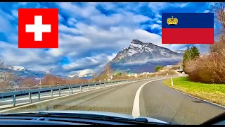 Driving from Switzerland to Liechtenstein through the Swiss Alps