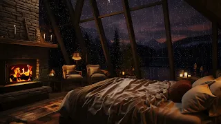 Cozy Room Ambience | Relaxing Rain Ambient in Cozy Cabin with Fireplace to Relaxation & Fall Asleep