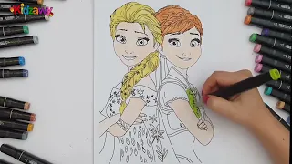 Frozen! Coloring Elsa & Anna Disney princess Carton for Girls, Best coloring for Kids and Nursery.