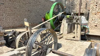 Amazing Starting 35hp Old Black Engine Working on Cotton Cleaning Machine || Ruston Hornsby Engine