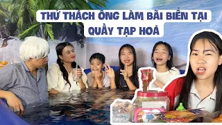 Thủy Mít thử thách ông làm bãi biển tại quầy tạp hóa, Mukbang đồ ăn vặt tại biển Tạp hóa bất ổn