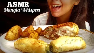 ASMR | EATING GREEK FOOD! CHICKEN + POTATOES + SPANAKOPITA MUKBANG (WHISPER) | MANGIA WHISPERS