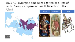 Byzantine Empire each time growing and shrinking