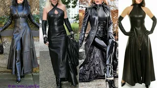 Stunning long leather power dresses #leatherfashion