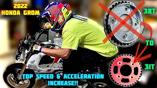 The Best $60 Mod For 2022 Honda Grom More Speed AND Acceleration! No 16t Sprocket Go with 13t & 31t