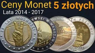 Ceny Monety 5 złotych okolicznościowe lata 2014-2017 Ceny wrzesień 2022 Cykl Odkryj Polskę #Katalog