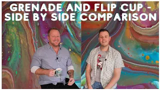 Fluid Acrylic Pour Painting for Beginners - A side by side FLIP CUP & GRENADE Pour comparison #340