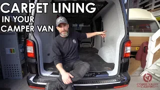 HOW TO PROFESSIONALLY LINE YOUR CAMPER VAN WITH 4-WAY STRETCH CARPET - Do it yourself, at home!