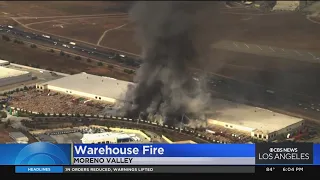 5-Alarm fire erupts at warehouse in Riverside County