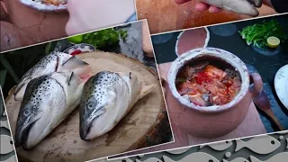 Qızıl balığın başından buğlama-(Buglama from head of salmon- Azerbaijan kitchen)