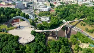 Новый Велосипедно-Пешеходный Мост в Киеве: Облёт с Воздуха 4K | New Bridge in Kiev in 4K