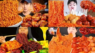 ASMR KOREAN FRIED CHICKEN NOODLES COMPILATION | SAUCY BITES