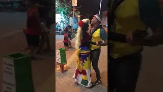 Man dancing with puppet