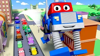 Детские мультфильмы с грузовиками - Прыгающий грузовик - Трансформер Карл в Автомобильный Город 🚚 ⍟