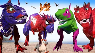 Spider-Man Alien Godzilla & Sharkzilla vs Indoraptor T-REX Dinosaurs Battle Jurassic World Evolution