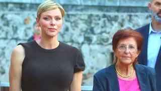 Charlene of Monaco back at the palace and looking radiant with her new haircut