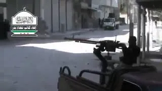 War and violence in Syria  powerful machine gun