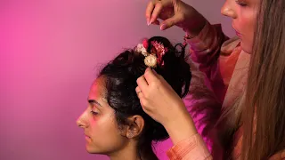 ASMR Perfectionist Flower Hair Styling | curling, jewellery fixing, finishing touches