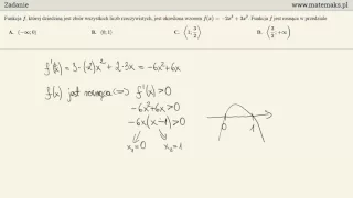 Zadanie na badanie monotoniczności funkcji za pomocą pochodnej