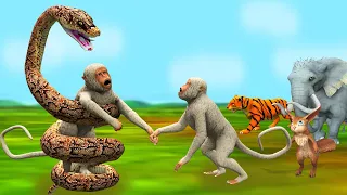 चतुर बंदर और विशालकाय सांप चुनौती Clever Monkey and Giant Snake Challenge Hindi Kahaniya Moral Story