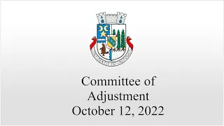 Committee of Adjustment - October 12, 2022