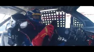 Joey Logano in car footage NASCAR Auto Club 400