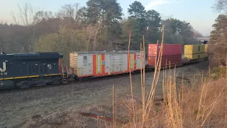 (Inspection Boxcar) CN Z149 - 5772 leads 2279 around Bayview Curve with an inspection boxcar