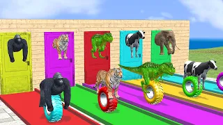 Cow Elephant Lion Gorilla Tiger T-Rex Guess The Right Door ESCAPE ROOM CHALLENGE Game